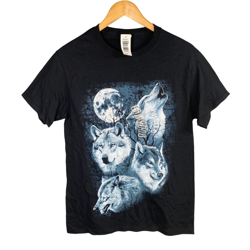 Wolf Moon Graphic Print T-Shirt‎ Small Wildlife Nature Outdoor Mythical